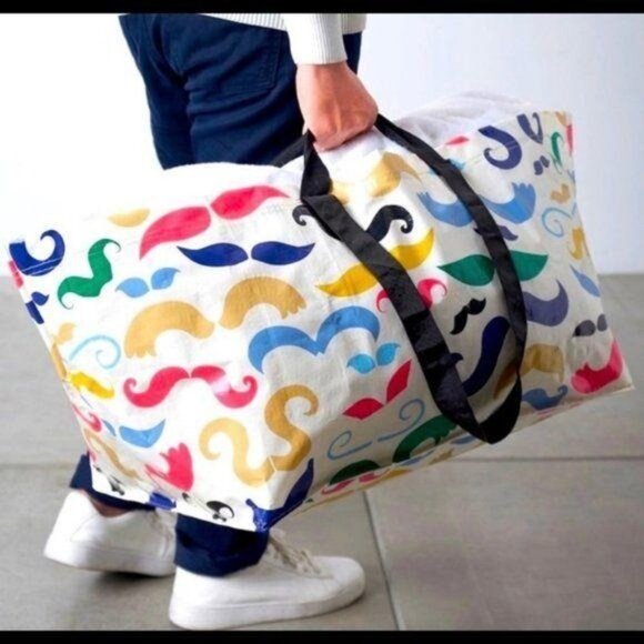 IKEA BANGLIG Mustache Moustache Tote Bag Reusable - Picture 1 of 2
